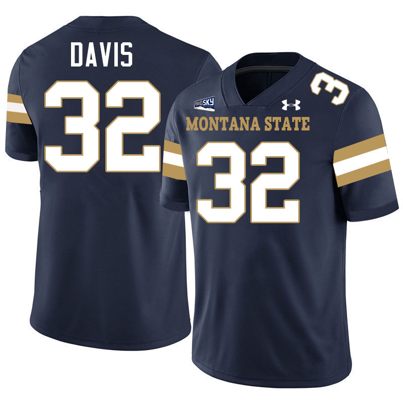 #32 Julius Davis Montana State Bobcats Jerseys Football Uniforms Stitched-Navy